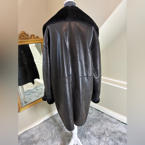Vintage 90s Fendi Pellicce Moda Pronto Black Oversized Shearling Coat Size 38 M - Picture 9 of 17
